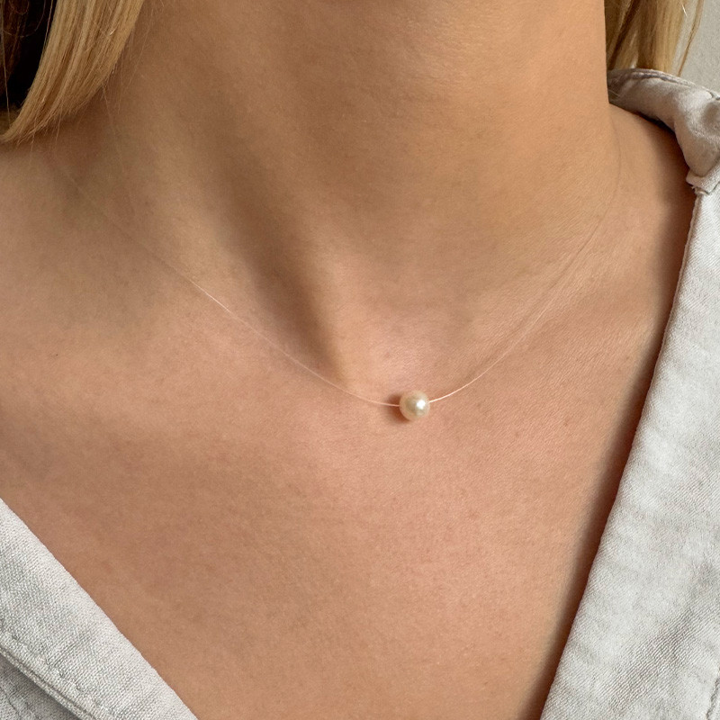 Collier Nylon perle nacre