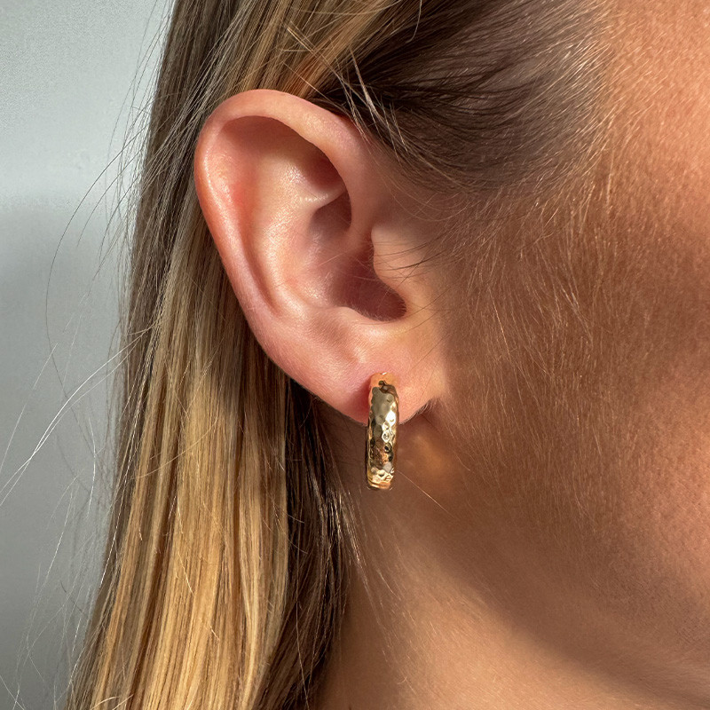 Créoles Plaqué Or martelées 15mm