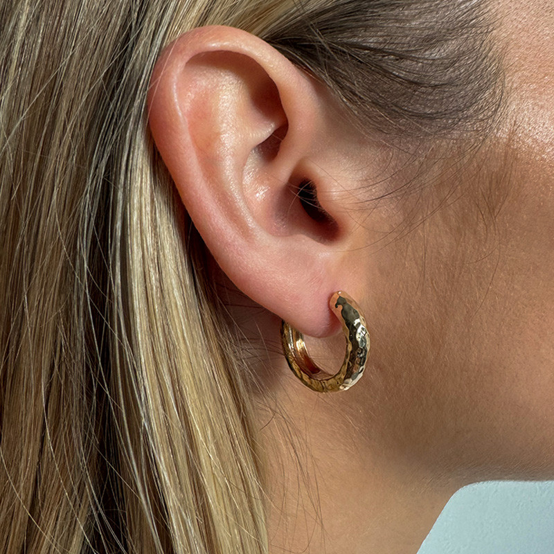 Créoles Plaqué Or martelées 15mm