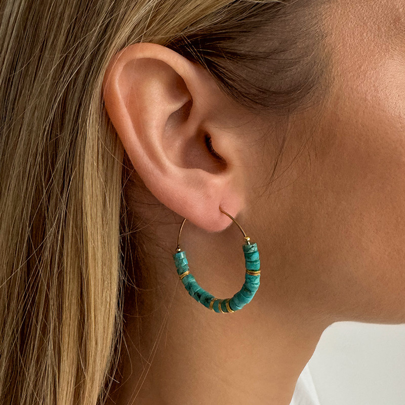 Créoles Dorées Turquoise