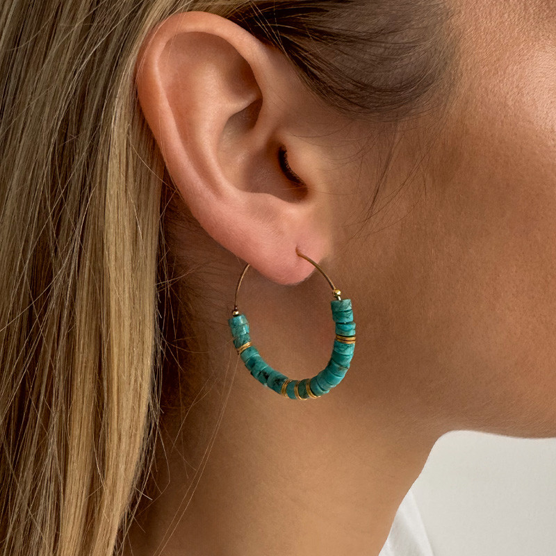 Créoles Dorées Turquoise