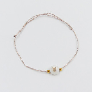Bracelet Cordon enfant Doré lapin nacre