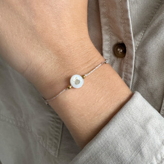 Bracelet Cordon enfant Doré lapin nacre