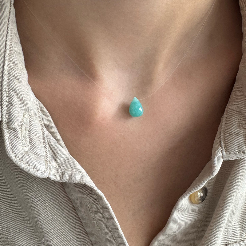 Collier Nylon Goutte Amazonite