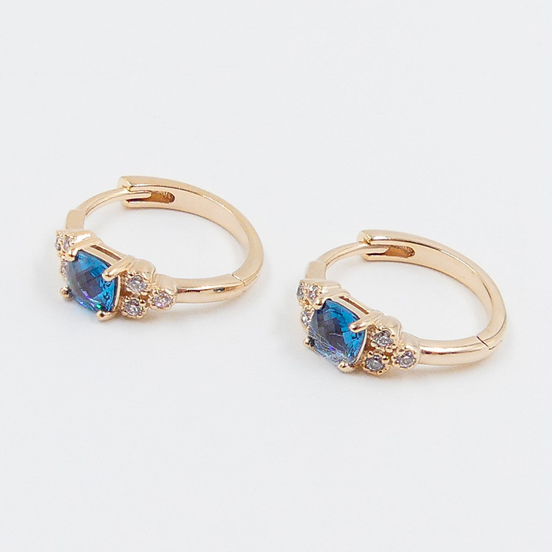 Mini Créoles Dorées Strass bleu