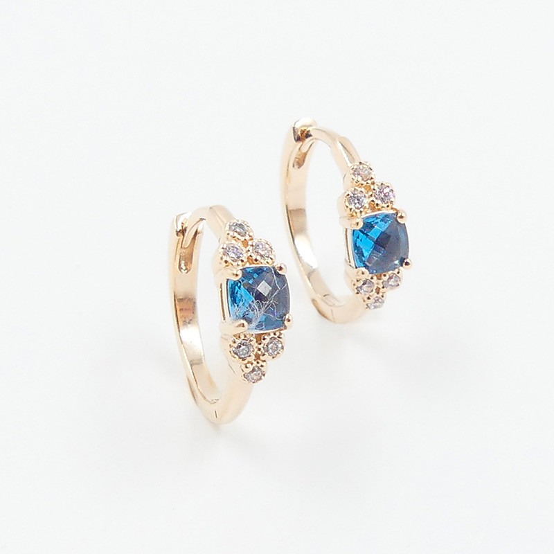 Mini Créoles Dorées Strass bleu