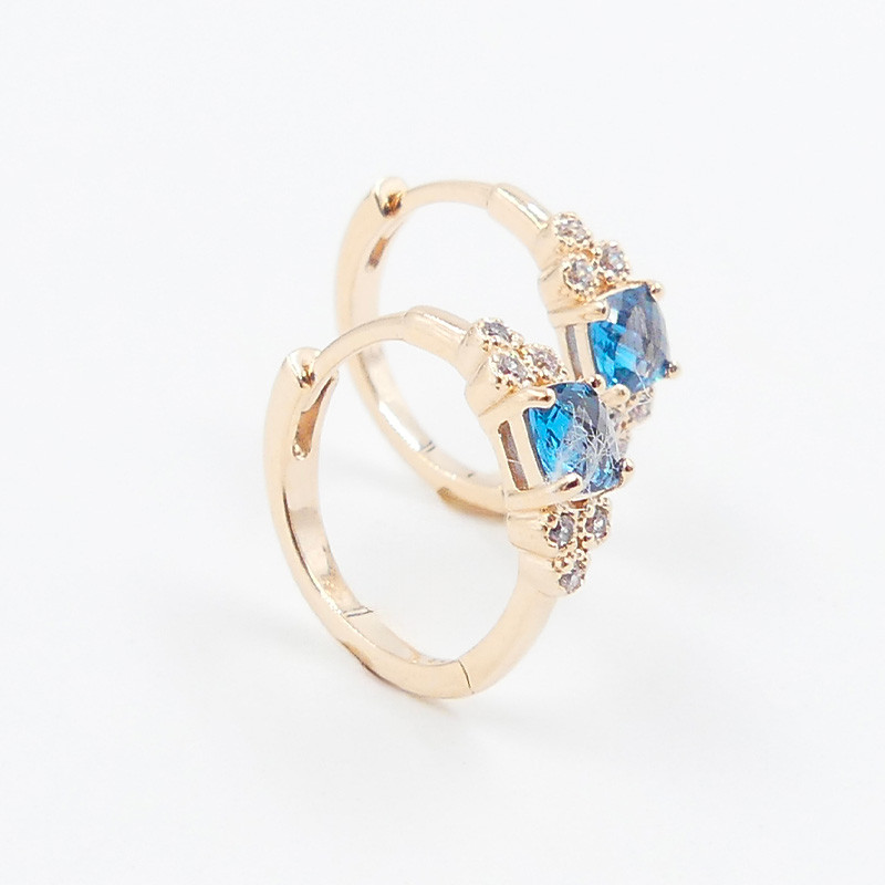 Mini Créoles Dorées Strass bleu