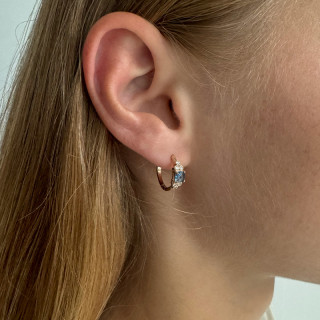 Mini Créoles Dorées Strass bleu