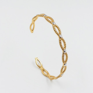 Jonc acier torsadé mixte argent et doré