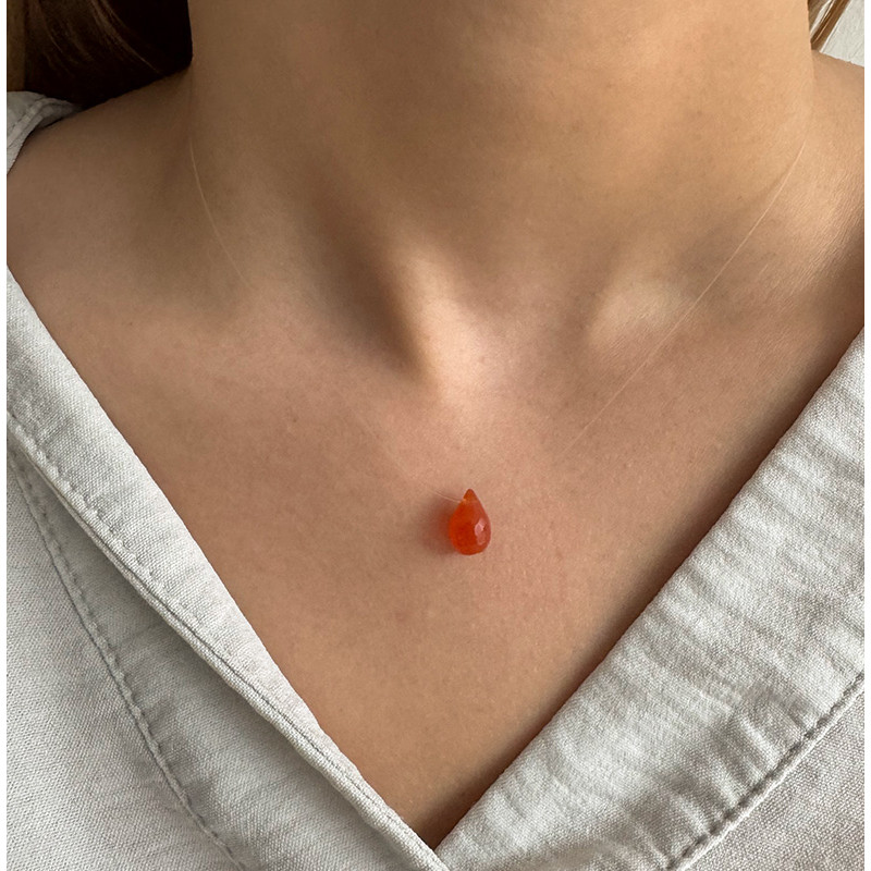 Collier Nylon Goutte Cornaline