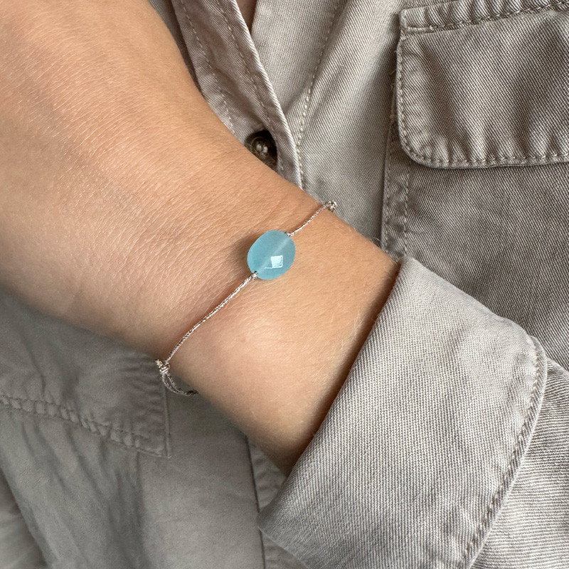 Bracelet Cordon pierres ovales