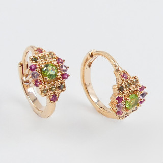 Mini Créoles Dorées Strass vert