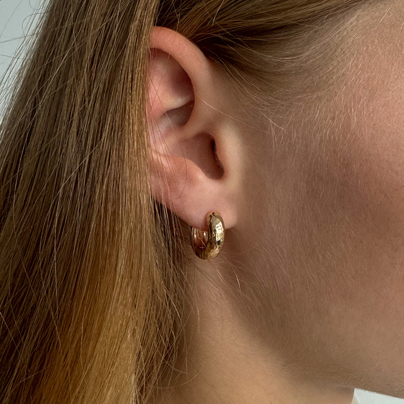 Créoles Plaqué Or martelées 10mm