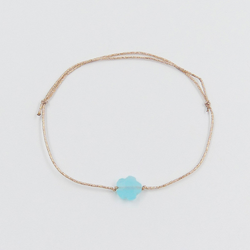 Bracelet Cordon fleur aqua calcédoine