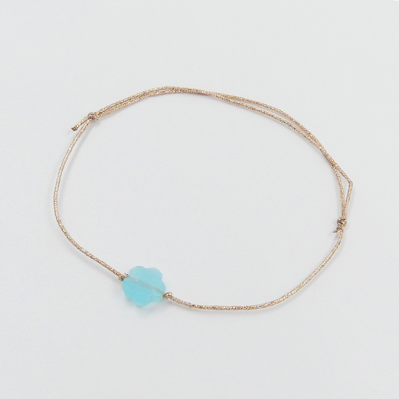Bracelet Cordon fleur aqua calcédoine
