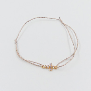 Bracelet Cordon croix strass blanc