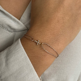 Bracelet Cordon croix strass blanc