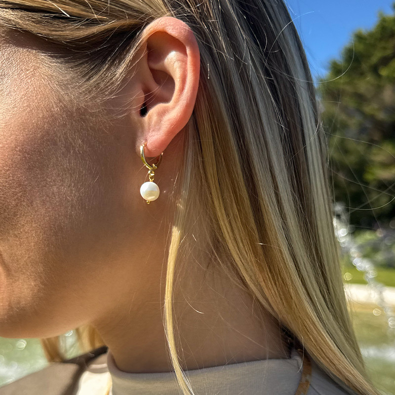 Créoles Plaqué or et Perle de Culture