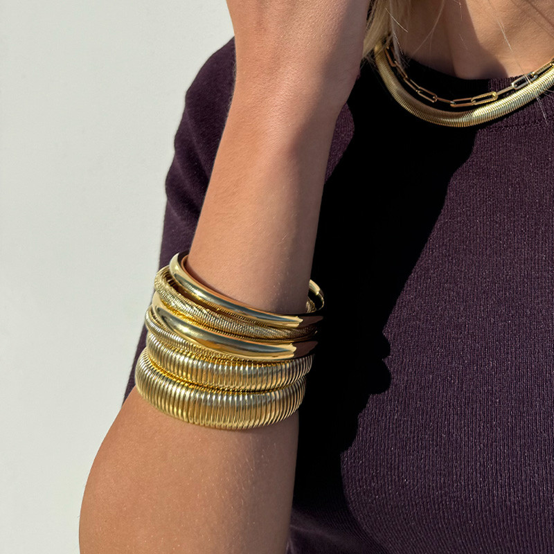 Jonc acier doré lisse 5mm