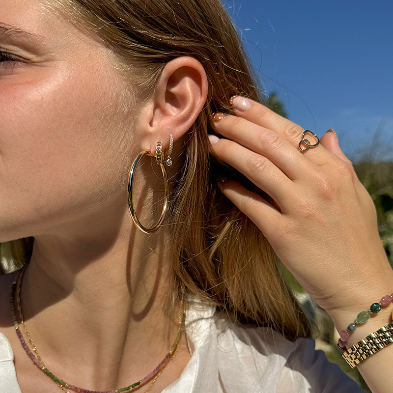 Mini Créoles Dorées Strass 12mm