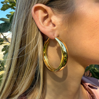 Créoles épaisses acier doré 45 mm