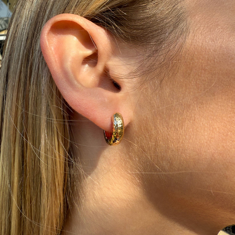 Créoles Plaqué Or martelées 10mm