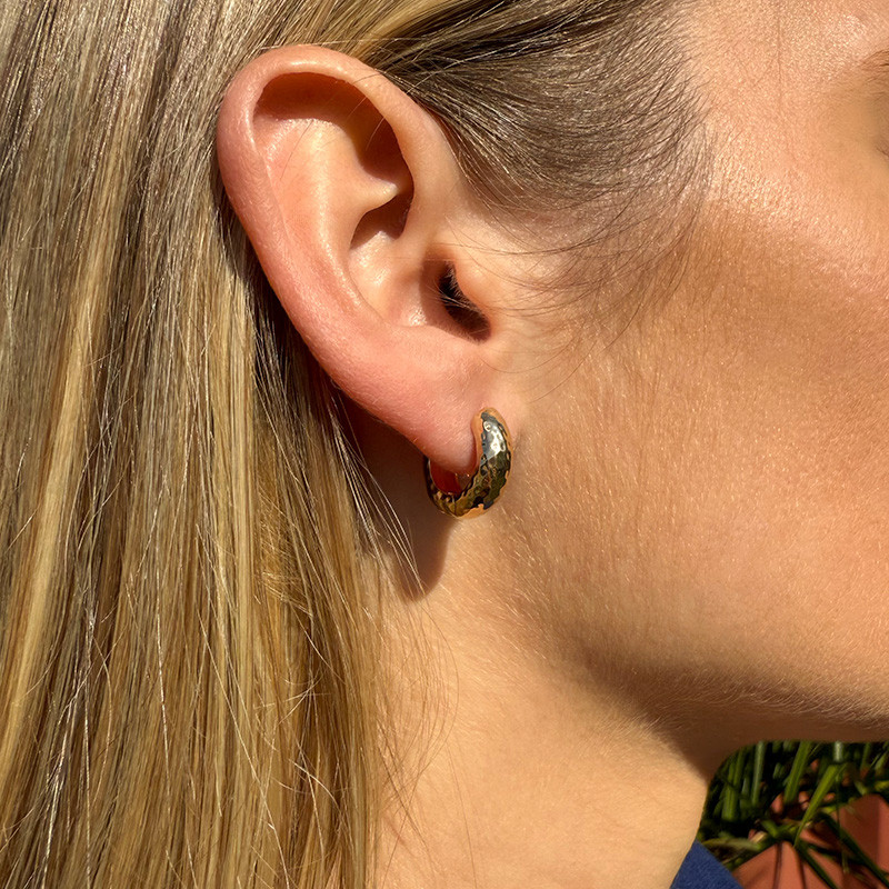 Créoles Plaqué Or martelées 10mm