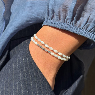 Bracelet argent double rangs nacre