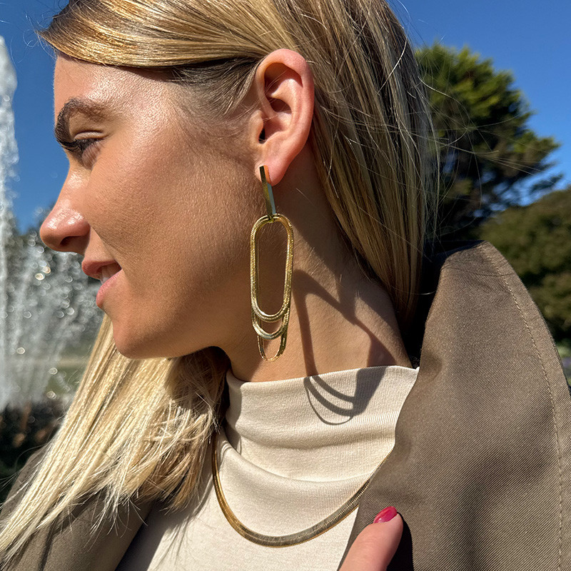 Boucles d’oreilles pendantes acier doré