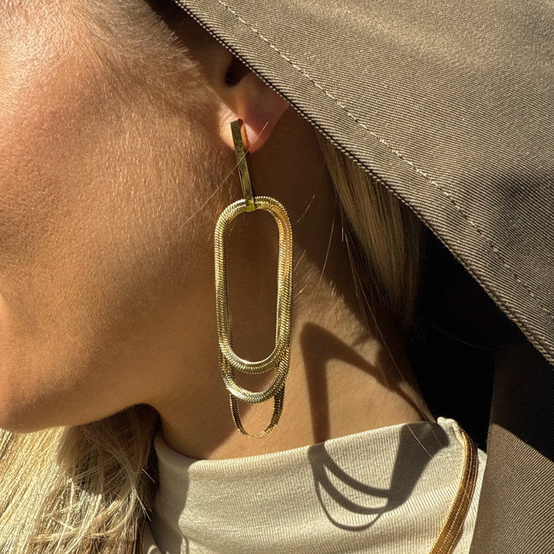 Boucles d’oreilles pendantes acier doré