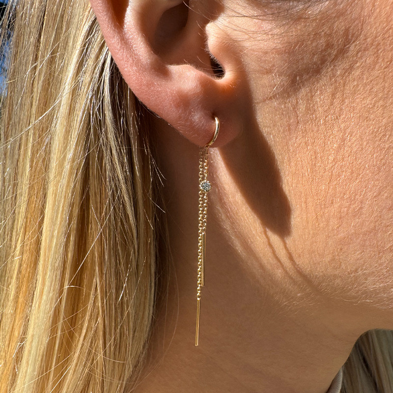 Boucles d'oreilles doré traversantes strass