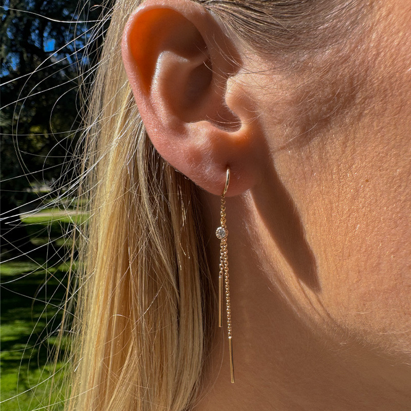 Boucles d'oreilles doré traversantes strass