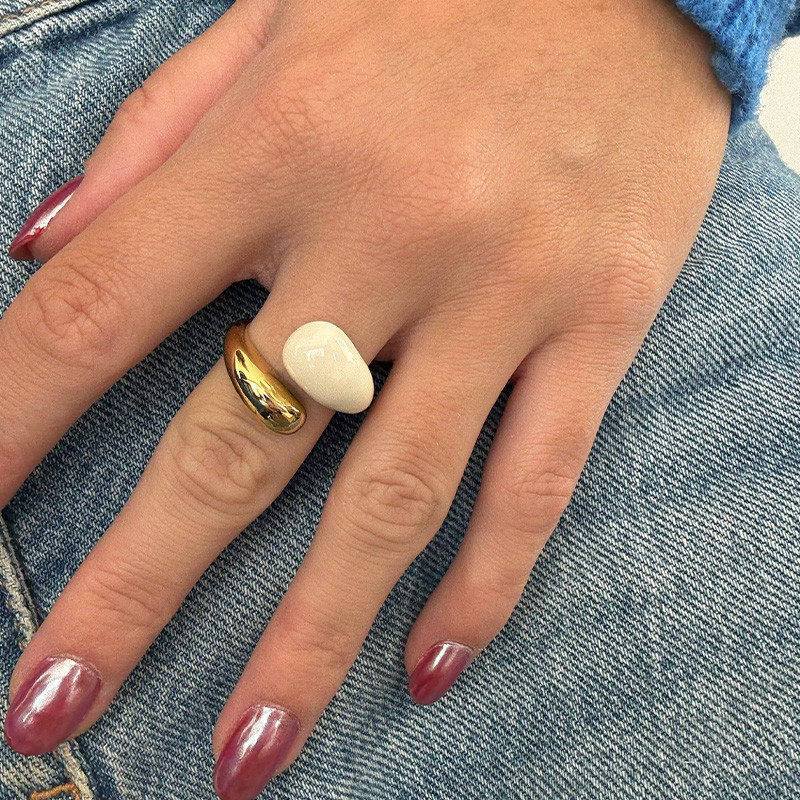 Bague acier doré enlacée ajustable bicolore