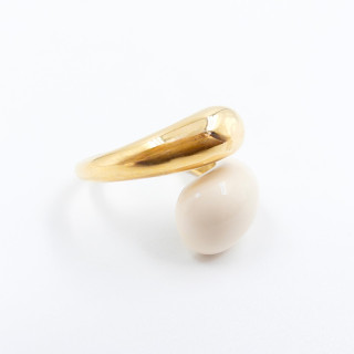 Bague acier doré enlacée ajustable bicolore