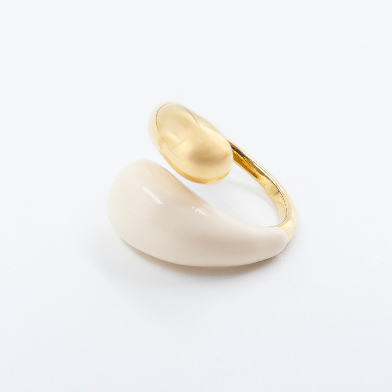 Bague acier doré enlacée ajustable bicolore