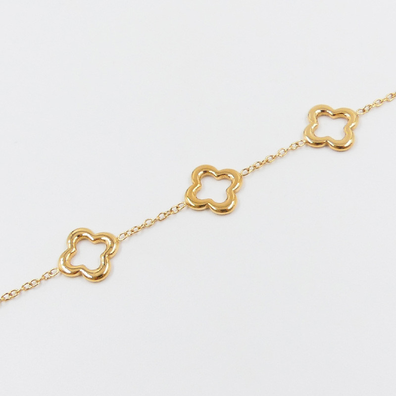 Bracelet acier doré trèfles