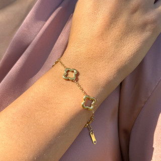 Bracelet acier doré trèfles