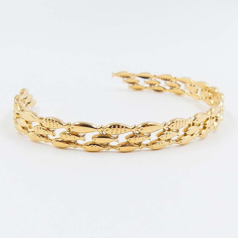 Jonc acier doré ajustable poisson