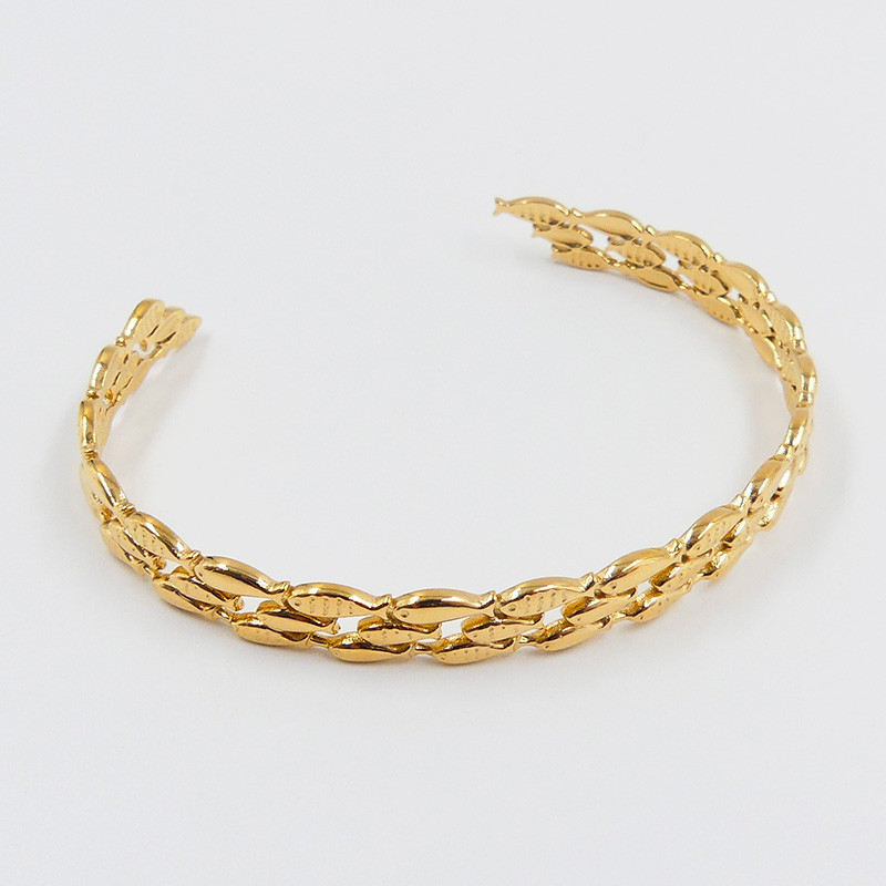 Jonc acier doré ajustable poisson