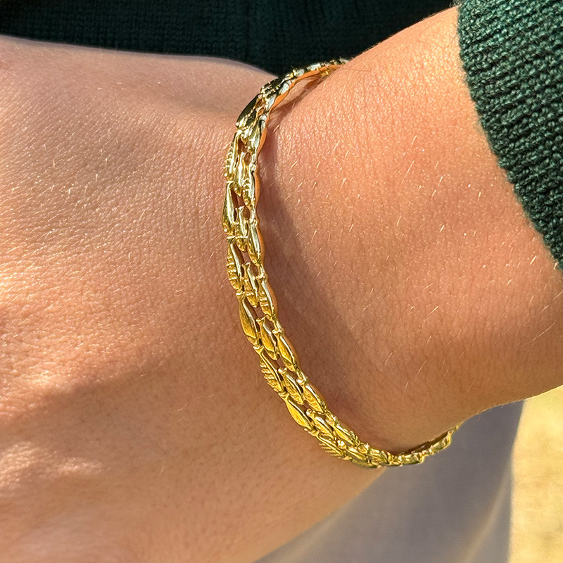 Jonc acier doré ajustable poisson