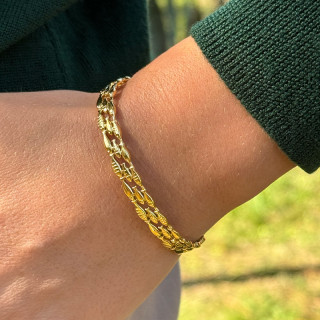 Jonc acier doré ajustable poisson