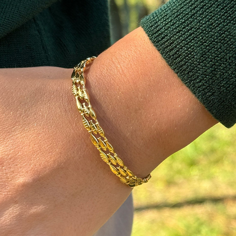 Jonc acier doré ajustable poisson