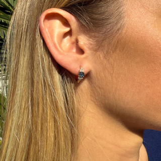 Mini Créoles Dorées Strass bleu