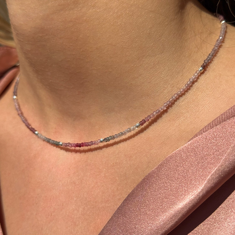 Collier Argent pierres Spinelle