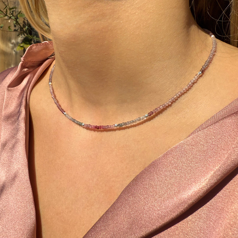 Collier Argent pierres Spinelle