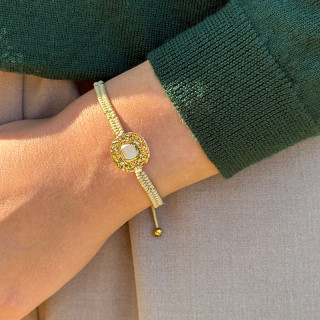 Bracelet cordon acier doré