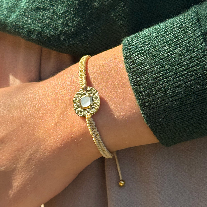 Bracelet cordon acier doré