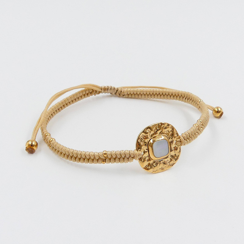 Bracelet cordon acier doré