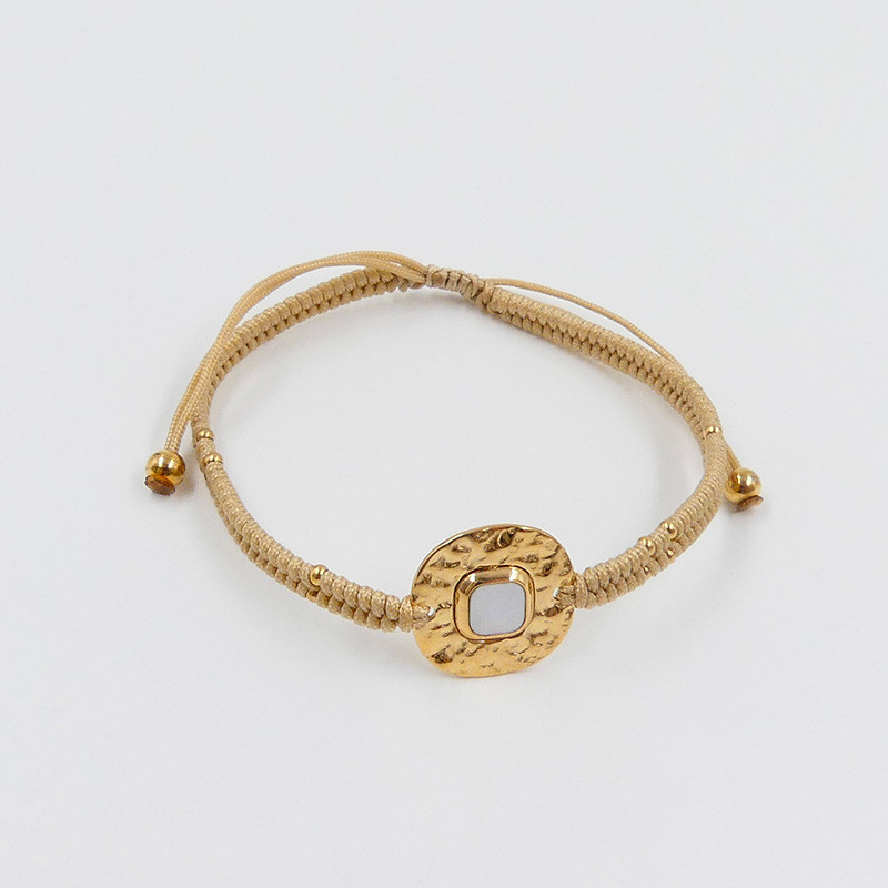 Bracelet cordon acier doré