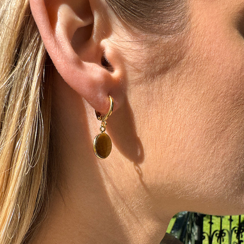 Boucles d'oreilles Doré Oeil de Tigre